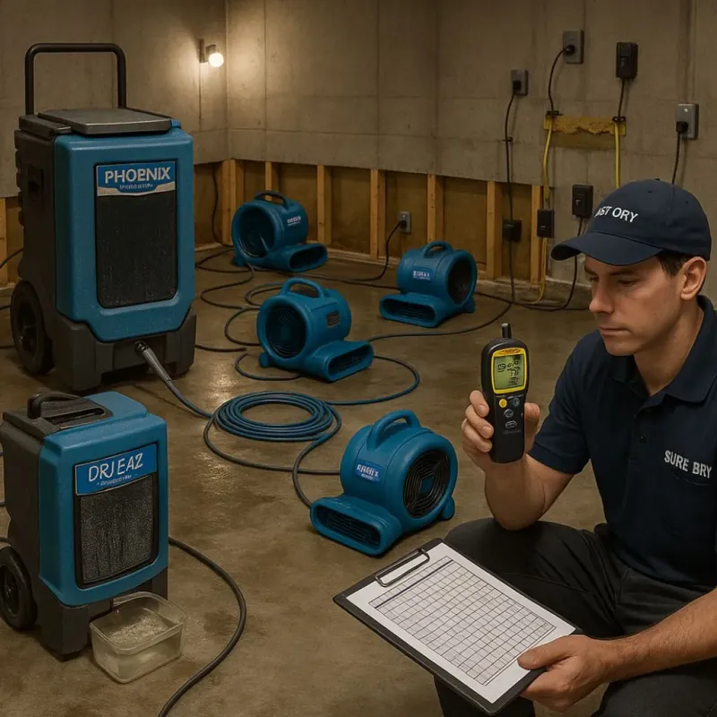 Structural Drying and Dehumidification process in Gladewater, TX